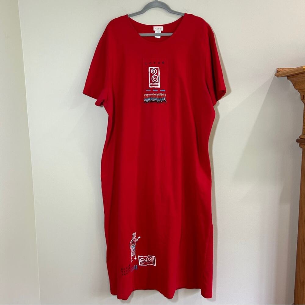 Vintage Cite Red Short Sleeve Dress